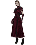 Punk Rave Daily Life Womens Long Gothic Crushed Velvet Applique Maxi Dress - Red