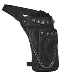 Punk Rave Unisex Cyberpunk Chained Skull Studded Hip Bag Waist Pack Belt
