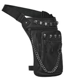 Punk Rave Unisex Cyberpunk Chained Skull Studded Hip Bag Waist Pack Belt