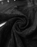 Punk Rave Womens Gothic Spliced Velvet & Faux Leather Asymmetric Waistcoat Vest