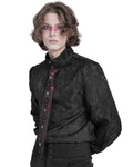 Devil Fashion Mens Gothic Crucifix Jacquard Neck Tie - Black & Red