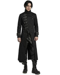 Punk Rave Mens Long Gothic CyberPunk Asymmetric Shoulder Armour Trench Coat