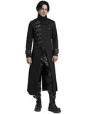 Punk Rave Mens Long Gothic CyberPunk Asymmetric Shoulder Armour Trench Coat