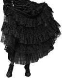 Dark In Love Womens Long Gothic Layered Rose Lace Maxi Skirt