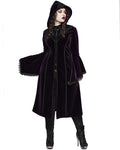 Punk Rave Womens Gorgeous Gothic Lace Applique Hooded Coat - Extended Size Range - Purple Velvet