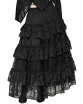 Dark In Love Womens Long Gothic Layered Rose Lace Maxi Skirt