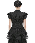 Dark In Love Womens Gothic Jacquard & Lace Keyhole Blouse Top
