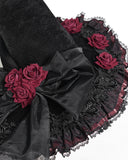 Devil Fashion Womens Gothic Roses Velvet Pointed Witch Hat - Black & Red