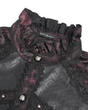 Devil Fashion Mens Dark Gothic Aristocrat Studded Jacquard Dress Shirt - Red & Black