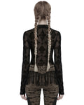 Punk Rave Womens Gothic Flocked Mesh Crucifix Top