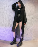 Punk Rave Daily Life Womens Long Gothic Pleated Chiffon Cloak Jacket
