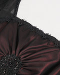 Eva Lady Womens Long Gothic Courtesan Applique Wedding Dress - Red & Black