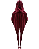 Punk Rave Daily Life Womens Velvet Gothic Lolita Hooded Split Tails Bolero Cape - Red