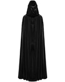 Punk Rave Womens Long Gothic Velvet & Lace Applique Hooded Cloak - Black