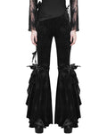 Eva Lady Gothic Embossed Velvet Rose Lace Flared Pants/Leggings