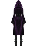 Punk Rave Womens Gorgeous Gothic Lace Applique Hooded Coat - Extended Size Range - Purple Velvet