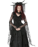 Dark In Love Womens Gothic Deep-V Bell-Sleeve Lace Bolero Shrug