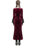 Punk Rave Daily Life Womens Long Gothic Velvet Applique Maxi Dress - Red