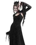 Eva Lady Womens Gothic Split Tails Velvet & Mesh Bolero Shrug Top - Black