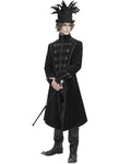 Devil Fashion Mens Eldermyst Long Gothic Overcoat - Black Chenille