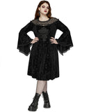 Punk Rave Plus Size Womens Gothic Night Rose Dress - Black Velvet