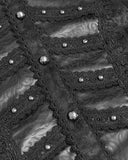 Devil Fashion Mens Dark Gothic Aristocrat Studded Jacquard Dress Shirt - Black