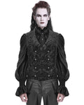 Devil Fashion Mens Regency Gothic Steampunk Paisley Velvet Waistcoat Vest Black