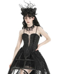 Dark In Love Womens Gothic Burlesque Jacquard Lace Up Corset Top