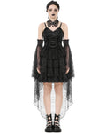 Dark In Love Womens Gothic Lolita Jacquard & Lace Fishtail Prom Dress