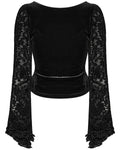 Punk Rave Womens Baroque Gothic Devore Velvet Lace Up Blouse Top