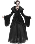 Eva Lady Womens Baroque Gothic Damask Winter Coat With Faux Faur Trims - Black