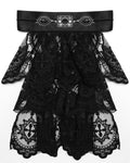 Punk Rave Mens Gothic Aristocrat Embroidered Lace Jabot Cravat - Black