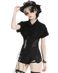 Dark In Love Womens Apocalyptic Punk Shredded Split-Hem Top