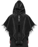 Devil Fashion Womens Hooded Winter Cape - Black