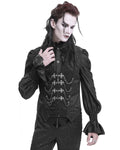 Devil Fashion Mens Gothic Vampire Chained Crucifix Jacquard Waistcoat Vest