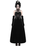 Eva Lady Womens Long Gothic Velvet Beaded Rose Ball Gown Wedding Dress - Black & Red