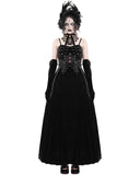 Eva Lady Womens Long Gothic Velvet Beaded Rose Ball Gown Wedding Dress - Black & Red