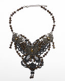 Punk Rave Womens Steampunk Butterfly Choker Necklace - Black & Brown