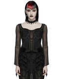 Punk Rave Womens Elegant Gothic Velvet & Mesh Lace Applique Blouse Top