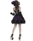 Devil Fashion Womens Gorgeous Gothic Embellished Lace Party Prom Dress - Purple & Black