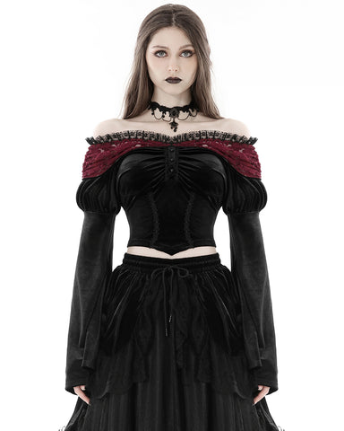 Dark In Love Womens Gothic Courtesan Vampire Velvet & Off Shoulder Top – Violent Delights Dark In Love Womens Gothic Courtesan Vampire Velvet & Off Shoulder Top – Violent Delights