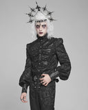 Devil Fashion Mens Dark Gothic Aristocrat Studded Jacquard Dress Shirt - Black
