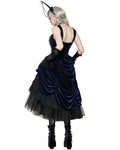 Dark In Love  Gothic Lolita Doll Layered Velvet & Lace Prom Dress - Blue & Black