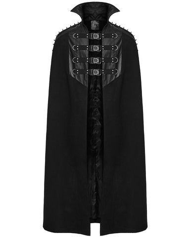 Punk Rave Mens Long Dark Gothic Cyberpunk Apocalyptic Spiked Cloak Cape Black