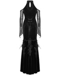 Punk Rave Womens Dark Regency Gothic Velvet & Mesh Evening Dress - Black