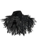 Devil Fashion Mens Gothic Aristocrat Chained & Feathered Shoulder Cape Cloak