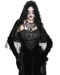 Eva Lady Womens Dark Gothic Velvet Hooded Cape With Gloved Sleeves