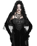 Eva Lady Womens Dark Gothic Velvet Hooded Cape With Gloved Sleeves