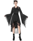 Dark In Love Womens Black Gothic Satin & Lace Kimono Dress