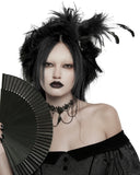 Punk Rave Womens Gothic Hair Barette With Black Feathers